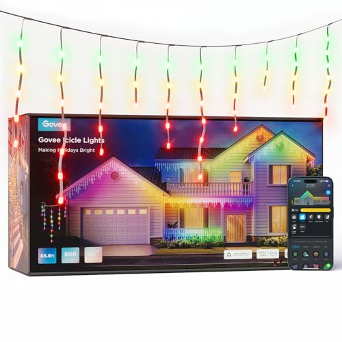 Govee Eiszapfen Lichterkette, 20M RGBIC LED Lichterkette außen, 800 LEDs Smart LED Weihnachtsbeleuchtung mit 78+ Modi für Halloween Dekor, IP65 Wasserdicht, Kompatibel mit Alexa & Google Assistant von Govee