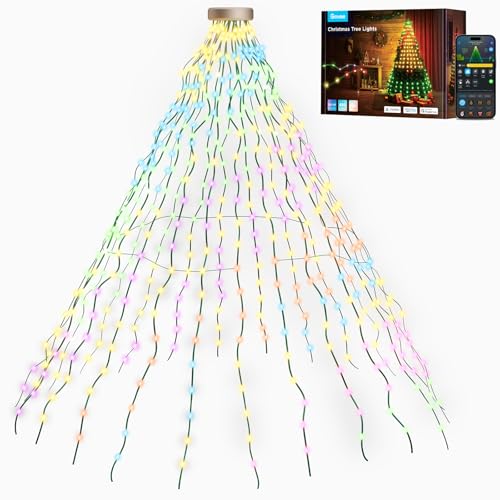 Govee Weihnachtsbaum Lichterkette, Smart 480 LEDs RGBIC Weihnachtsbeleuchtung, 2M*24 String Lights Indoor, IP65 Wasserdicht, 60+ Szenenmodi für Halloween Dekor, Kompatibel mit Alexa, Grüner Draht von Govee