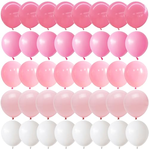 Luftballons Rosa Weiß, 12 Zoll 60 Stück Pastell Rosa Pink Hellerosa Weiß Ballons, Blush Hellrosa Latexballon, Ballon Pink Weiß für Mädchen Frauenge Hochzeit Braut Baby Shower Verlobung Party Deko von Govpy