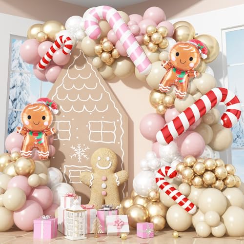 Weihnachts Luftallon Girlanden Set, Beige Rosa Gold Ballons mit Folienballons in Rot Stock für die Themen Dekoration von Weihnachtsfeiern von Govpy