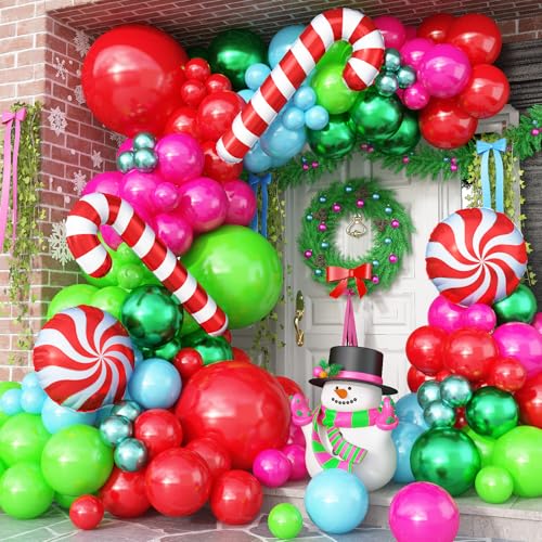 Weihnachts Luftallon Girlanden Set, Rot blau grün Ballons mit Folienballons in Zuckerstangen für die Themen Dekoration von Weihnachtsfeiern von Govpy