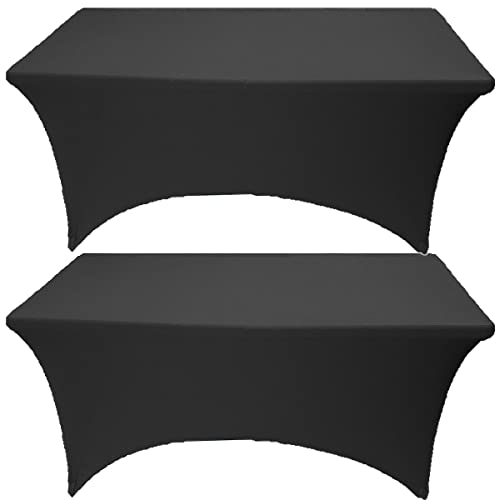 Gowinex 2 Pack 4FT Black Spandex Tablecloth Stretch Fitted Table Cover for Rectangular Table Event, Wedding, Banquet and Parties von Gowinex