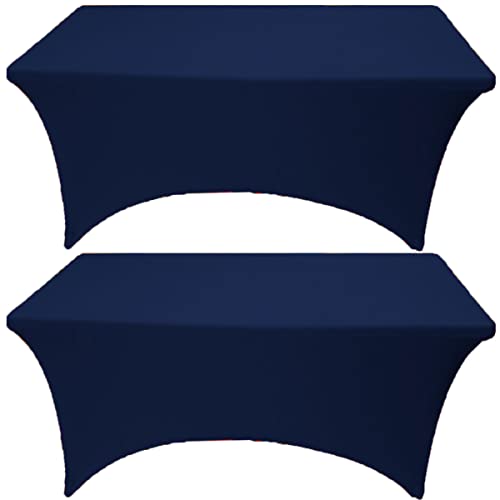 Gowinex 2 Pack 4FT Navy Blue Spandex Tablecloth Stretch Fitted Table Cover for Rectangular Table Event, Wedding, Banquet and Parties von Gowinex