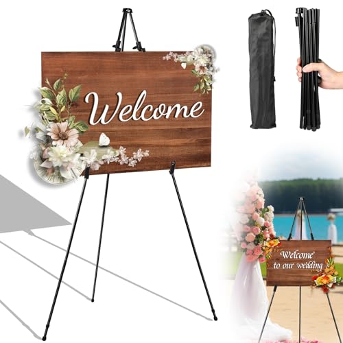 Staffelei Stand Einstellbare Easy Folding Art Poster Metall Stand Höhenverstellbares Staffelei Set Kappbar Stativ Staffelei Hochzeit,für Hochzeit,Malerei,Show von Gowkeey