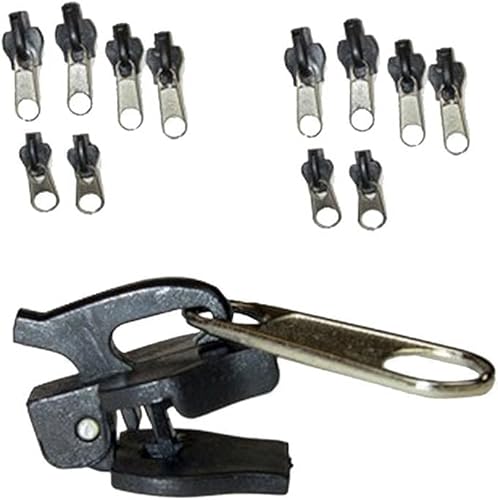 12 Stück schwarze Universal-Reparatur-Set für Reißverschlüsse, Reparatur-Set, Ersatzreißverschluss, Schieber, Zähne, langlebiges Design,Reißverschlüsse, Kunst, Handwerk und Nähverschlüsse von Gowxs