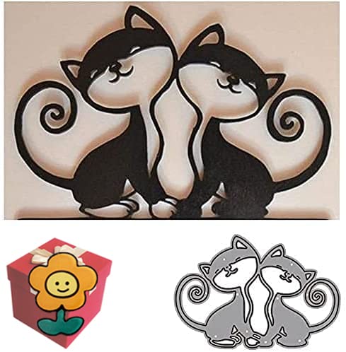 2 x Metall-Stanzformen mit Tierkatzenmotiv, 2 Stück, für Einladungskarten, Stanzschablonen für Bastelarbeiten, Scrapbooking, Fotoalbum, dekorative Prägepapier-Stanzformen für Kartengestaltung, Vorlage von Gowxs