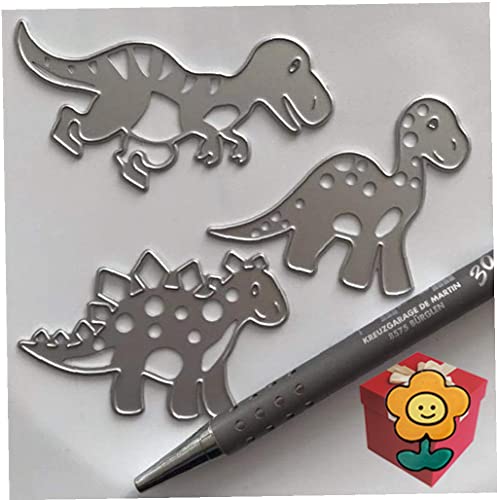 3 x Dinosaurier-Metall-Stanzformen, 3 x Dinosaurier-Metallschablonen, Dekoration, Prägeschablonen für DIY, Scrapbooking, Album, dekorative Prägen, Papierschablonen, Kartenherstellung von Gowxs