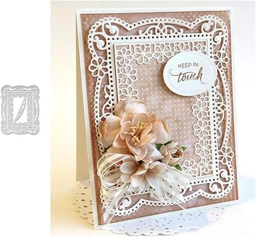 Stanzformen für Kartenherstellung, Stanzschablonen für DIY Scrapbooking Fotoalbum dekorative Prägeschablonen für Kartenherstellung vorgestellt + niedliche Broschennadel (rechteckiger Blumenrahmen) von Gowxs