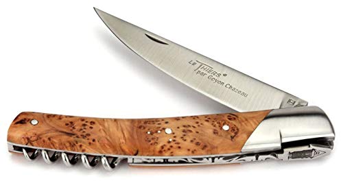 Goyon-Chazeau Le Thiers Taschenmesser - 12 cm Modell Le Pirou - Griffschalen Wacholder-Holz - Korkenzieher - Klinge 12C27 Sandvik Stahl - Messer Frankreich von Goyon-Chazeau