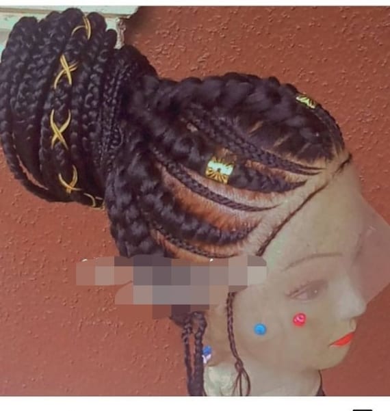 Geflochtene Perücke, Große Cornrow Ghana Zöpfe, Cornrows, Limonade Twists, French Twist, Schwarze Frauen Frontale Spitze von GozellasCreations