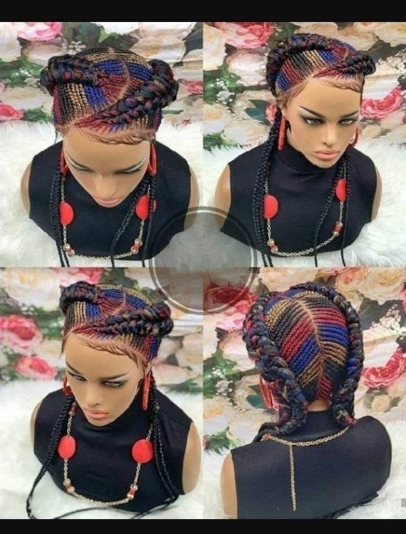 Geflochtene Perücke, Perücke Für Schwarze Frauen, Cornrows, Cornrow Ghana Volle Spitzeperücke, Frauengeschenk von GozellasCreations