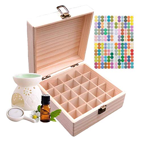 Gracelaza 25 Slots Ätherisches Öl Box aus Holz - Bietet Platz für 5 10 15 ml ätherisches Öl-Flaschen - Ideales Aufbewahrungsbox Organisator für Ätherische Öle und Duftöle #1 von Gracelaza