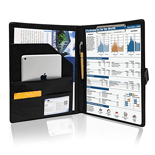 GraduatePro Schreibmappe A4 Klemmbrett Mappe mit Magnetischer Verschluss, organizer büro mappe, Schwarz Ordner, Dokumentenmappe für Unternehmen von GraduatePro