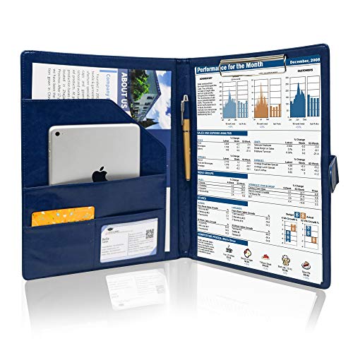 GraduatePro Schreibmappe A4 Klemmbrett Mappe mit Magnetischer Verschluss, organizer büro mappe, Blau Ordner, Dokumentenmappe für Unternehmen von GraduatePro