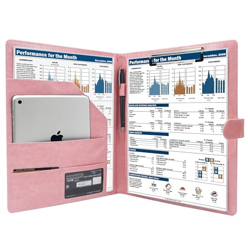 GraduatePro Schreibmappe A4 Klemmbrett Mappe mit Magnetischer Verschluss, organizer büro mappe, Rosa Ordner, Dokumentenmappe für Unternehmen von GraduatePro