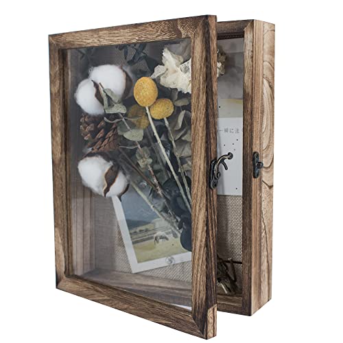 GraduationMall 20x25cm 3D Bilderrahmen Tief Holz Objektrahmen Türvitrine Schaukasten Retro,Ideal für Erinnerungsstücke, Bilder, Blumen, Medaillen und Tickets von GraduationMall