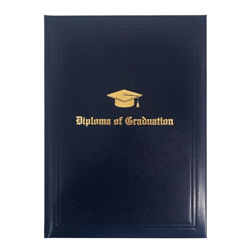 GraduationMall A4 Zertifikat Halter Bachelormappe Diplom Zeugnis mit Goldfolie Schutzhülle für Abschluss Navy blau von GraduationMall