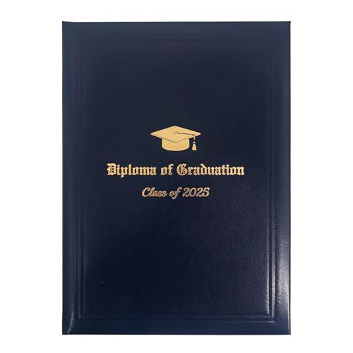 GraduationMall A4 Zertifikat Halter Bachelormappe Diplom Zeugnis mit Goldfolie Class of 2025 Schutzhülle für Abschluss Navy blau von GraduationMall