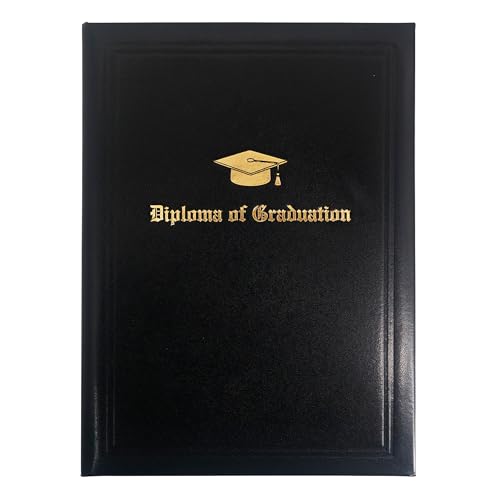 GraduationMall A4 Zertifikat Halter Diplom Dokument Cover mit Goldfolie Schutzhülle für Diplome Schwarz von GraduationMall