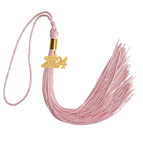 GraduationMall Quaste mit 2024 Jahreszahl Anhänger für Bachelor Master Doktorhut Single & Mehrere Farbe 9" Rosa von GraduationMall