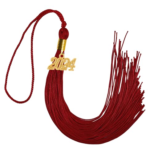 GraduationMall Quaste mit 2025 Jahreszahl Anhänger für Bachelor Master Doktorhut Single & Mehrere Farbe 9" Rot von GraduationMall