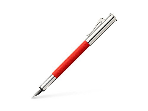 Graf von Faber-Castell – 145292 - Füllfederhalter Guilloche India Red mit Schaft aus Edelharz, Farbe: Rot, 18-Karat Goldfeder mit Iridiumspitze, Federbreite: EF, Abmessung: Länge 131 mm x Ø 12 mm von Graf von Faber-Castell