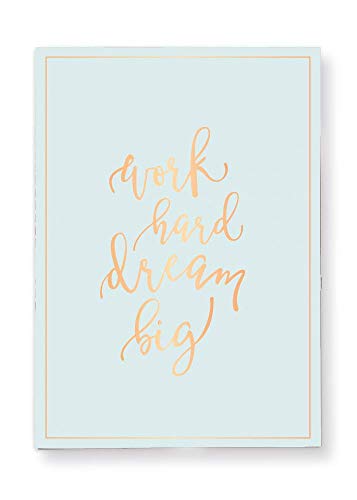 Grafik-Werkstatt 63765 Notizheft groß | 52 Blatt liniert mit Steppheftung | Kupferschnitt| Work Hard Dream Big | 17 x 24 cm, Mint von Grafik-Werkstatt