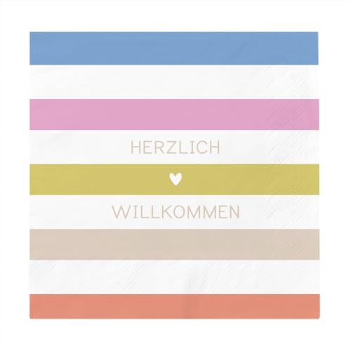 Grafik Werkstatt Servietten mit Spruch | 20 Stück | 12,5 x 12,5 cm | gelb | Herzlich Willkommen von Grafik-Werkstatt