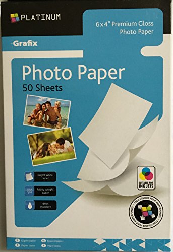 6 x 4 Premium-Fotopapier, Grafix Platin, 220 g / m² Glanz, 50 Blatt, Größe 152mm x 102mm von Grafix