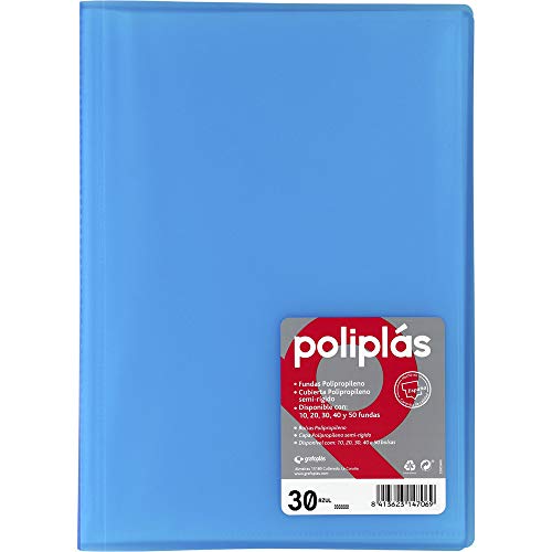 Grafoplas 1331230 – Mappe mit 30 Hüllen, A4, Hardcover, PP, blau von Grafoplás