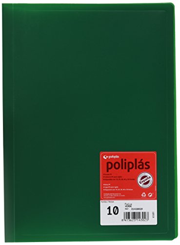 Grafoplas 1430020 – Mappe mit 10 Hüllen, Foolscap, Einband PP, grün von Grafoplás