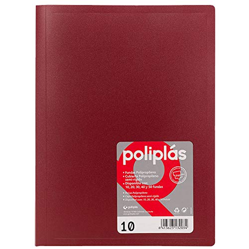 Grafoplas 1430050 – Mappe mit 10 Hüllen, Foolscap, Einband PP, bordeaux von Grafoplás