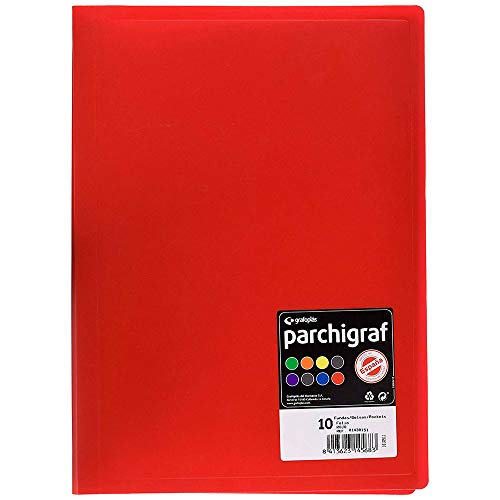 Grafoplas 1430151 – Mappe mit 10 Hüllen, Foolscap, Einband PP, rot von Grafoplás