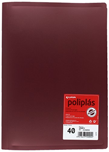 Grafoplas 1440050 – Mappe mit 40 Hüllen, Foolscap, Einband PP, bordeaux von Grafoplás