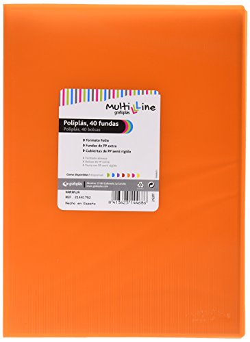 Grafoplas 1441752 – Mappe mit 40 Hüllen, Foolscap, Einband PP, orange von Grafoplás