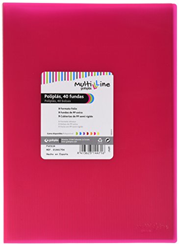 Grafoplas 1441754 – Mappe mit 40 Hüllen, Foolscap, Einband PP, Fuchsia von Grafoplás