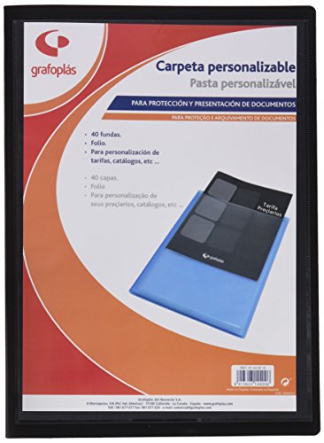 Grafoplas 1445510 – Mappe mit 40 Hüllen, Foolscap, Einband PP, schwarz von Grafoplás