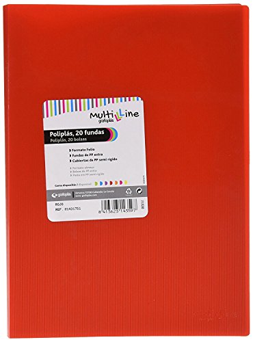 Grafoplas 1451751 – Mappe mit 20 Hüllen, Foolscap, Einband PP, rot von Grafoplás