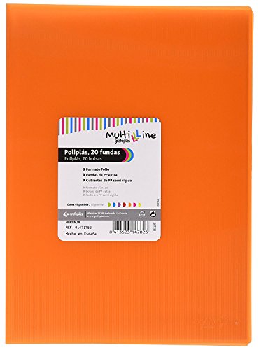 Grafoplas 1451752 – Mappe mit 20 Hüllen, Foolscap, Einband PP, orange von Grafoplás