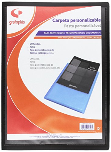 Grafoplas 1455510 – Mappe mit 20 Hüllen, Foolscap, Einband PP, schwarz von Grafoplás