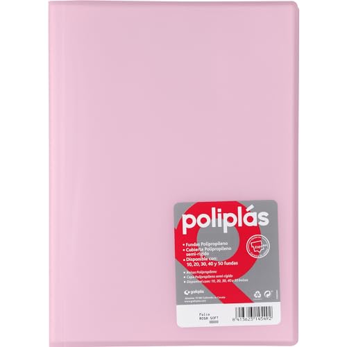 Grafoplas I Ordner mit Kunststoffhüllen I 30 transparente Hüllen I Größe Din A4 Soft Pink I Serie Polyplas Durchscheinend I Hergestellt in Spanien I Große Kapazität von Grafoplás