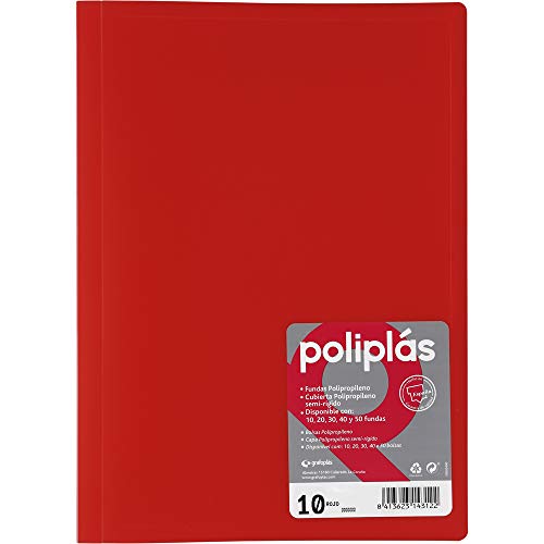 Grafoplas – Mappe mit 10 Hüllen, A4, Hardcover, PP A4 rot von Grafoplás