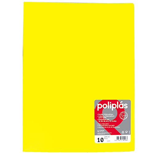 Grafoplas – Mappe mit 10 Hüllen, Foolscap, Deckel PP Folio Neongelb von Grafoplás