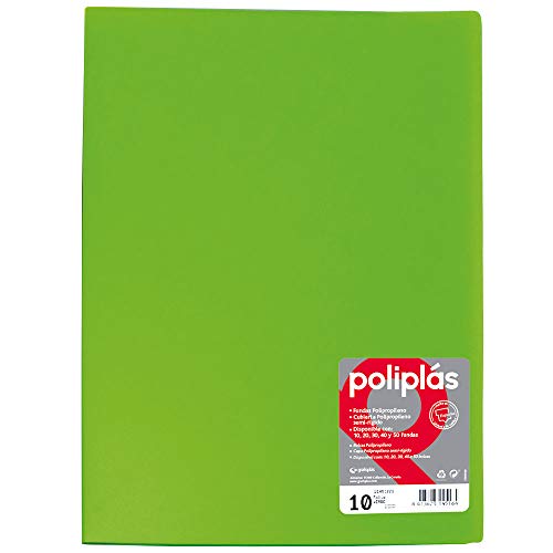 Grafoplas – Mappe mit 10 Hüllen, Foolscap, Deckel PP Folio Neongrün von Grafoplás