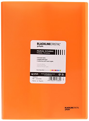 Grafoplas – Mappe mit 10 Hüllen, Foolscap, Deckel PP Folio orange von Grafoplás