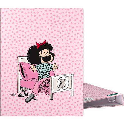 Grafoplás Ringbuch A5 | Mafalda Morning | 4 runde Ringe 20 mm | Weichlaminiert | Hardcover | FSC-zertifiziert | perfektes Schulmaterial für Notizen von Grafoplás