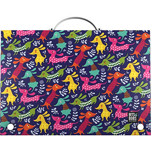 Grafoplás | Schultasche mit Griff und Druckknopfverschluss | Polypropylen | Foliengröße | 24,5 x 34,5 x 4 cm | Kollektion Design Bits & Bobs Pop Up Design Dogs Party von Grafoplás