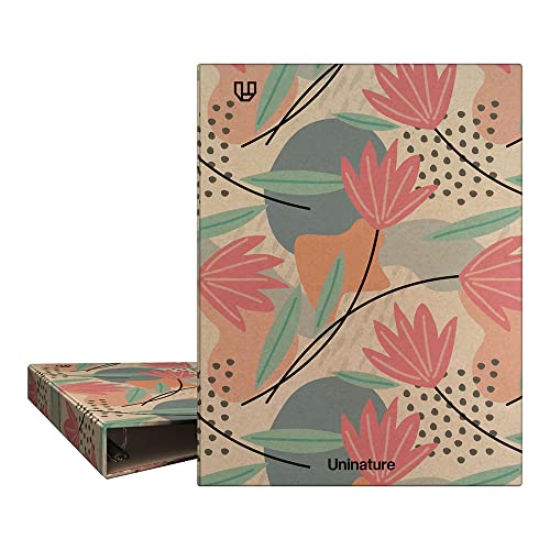 Unipapel Ringbuch, A5, umweltfreundlich, Karton und Papier, 100% recyceltes Papier, 4 Ringe, 20 mm, rund, Uninature Design, Blumen, FSC Recycled 100%, Farbe - Kraft von Unipapel