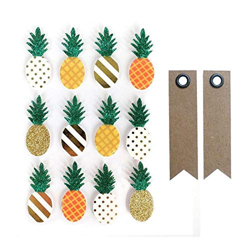 3D-Aufkleber Ananas 4.5 cm + 20 Wimpel Kraft Etiketten von GRAINE CREATIVE