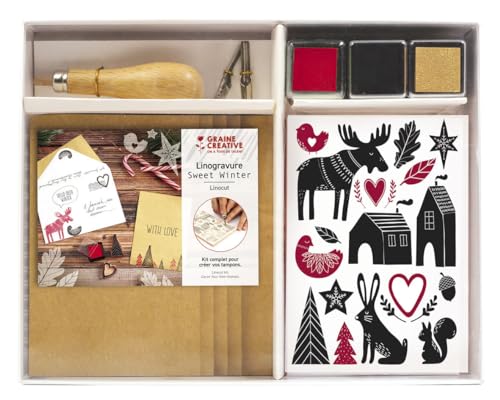 Linolschnitt-Set Skandinavischer Winter von GRAINE CREATIVE